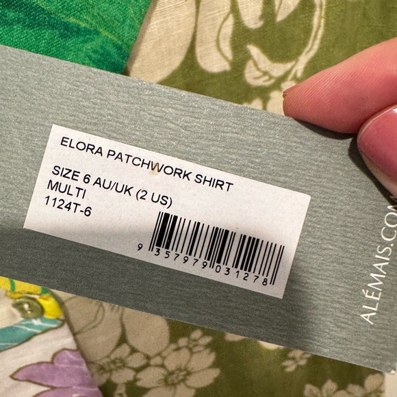NWT Alemais Linen Patchwork Multicolor Floral Top - Picture 8 of 10